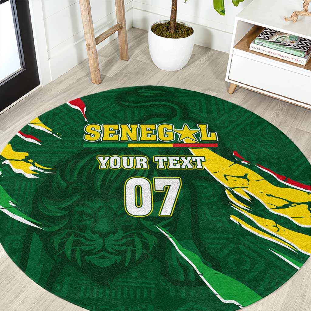 Custom Senegal Football Round Carpet Nations Cup 2024 Tranga Lions LT7