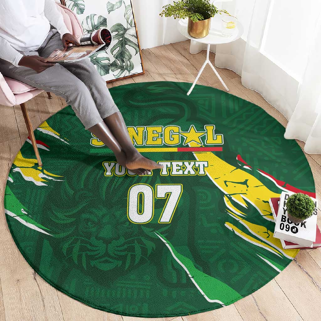 Custom Senegal Football Round Carpet Nations Cup 2024 Tranga Lions LT7