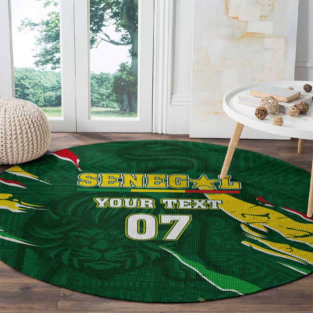 Custom Senegal Football Round Carpet Nations Cup 2024 Tranga Lions LT7