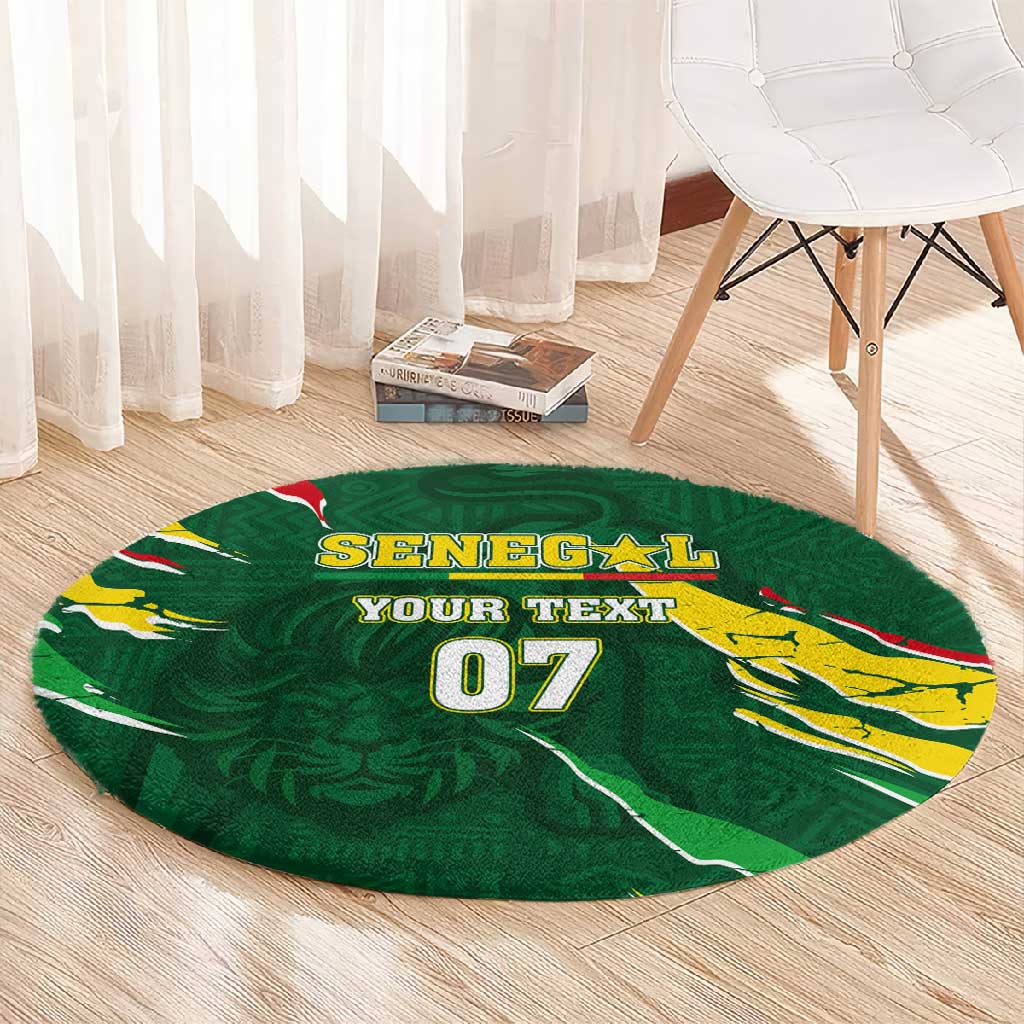Custom Senegal Football Round Carpet Nations Cup 2024 Tranga Lions LT7