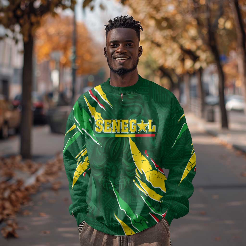 Custom Senegal Football Sweatshirt Nations Cup 2024 Tranga Lions LT7