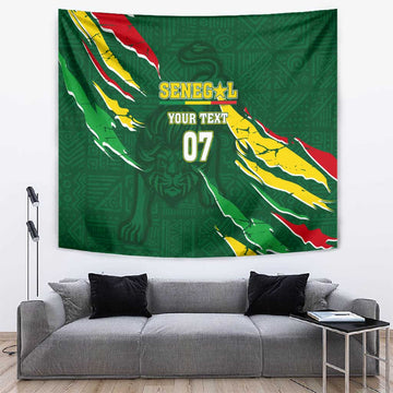 Custom Senegal Football Tapestry Nations Cup 2024 Tranga Lions LT7