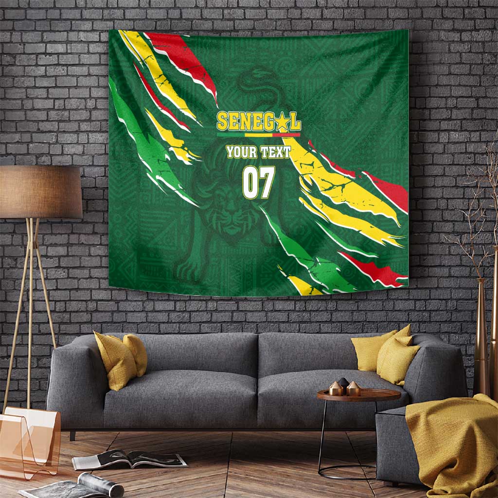 Custom Senegal Football Tapestry Nations Cup 2024 Tranga Lions LT7