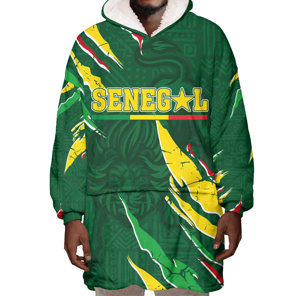 Custom Senegal Football Wearable Blanket Hoodie Nations Cup 2024 Tranga Lions LT7