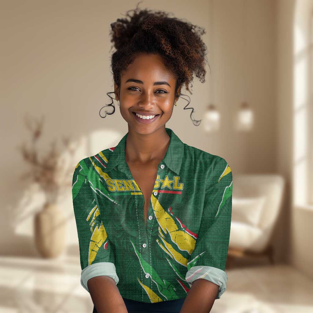 Custom Senegal Football Women Casual Shirt Nations Cup 2024 Tranga Lions LT7