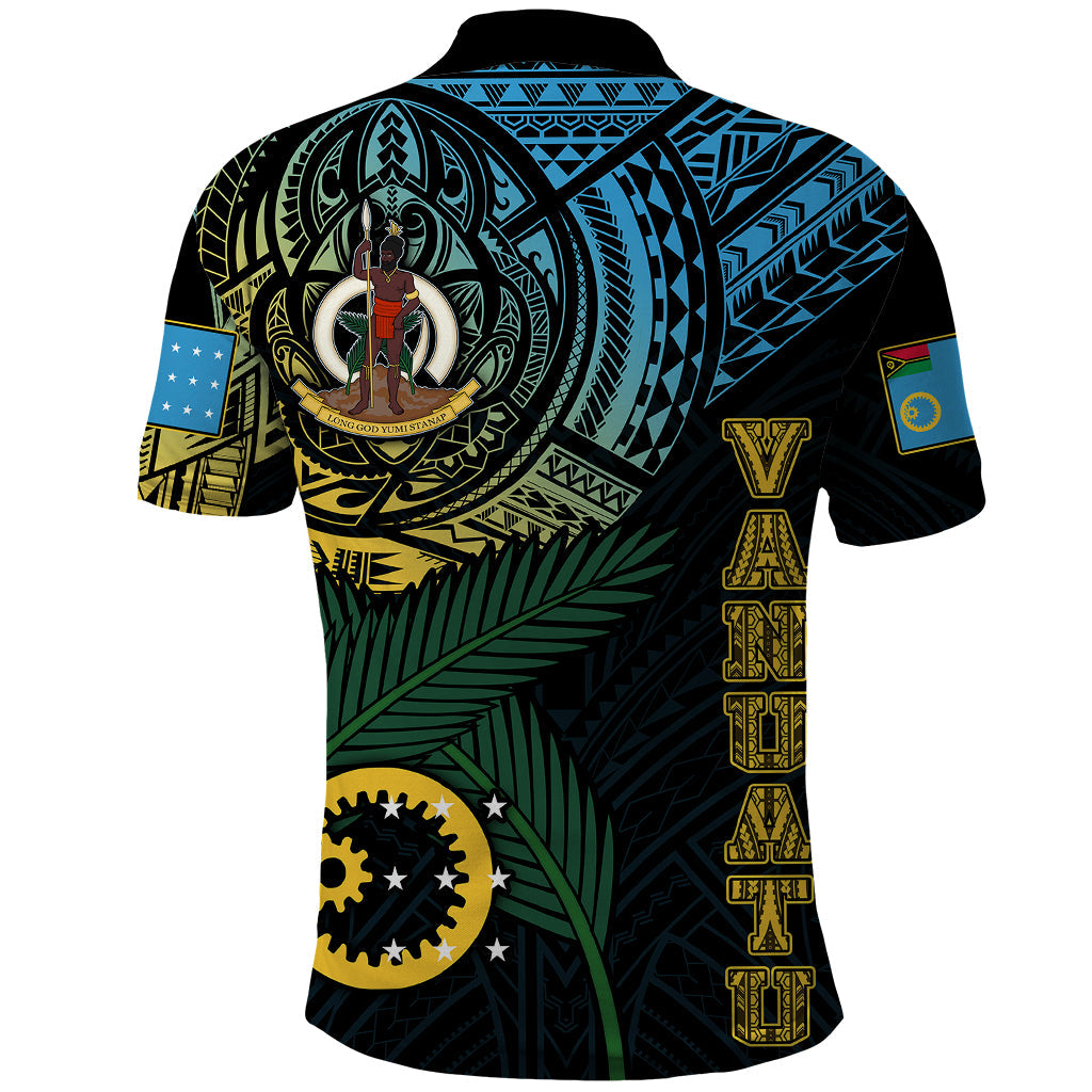 Custom Vanuatu Polo Shirt Turtle Chest Tattoo Flag Color Sanma LT7