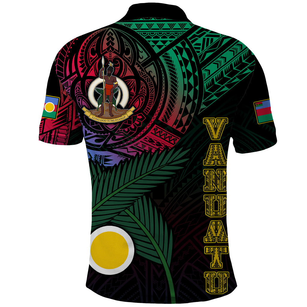 Custom Vanuatu Polo Shirt Turtle Chest Tattoo Flag Color Shefa LT7