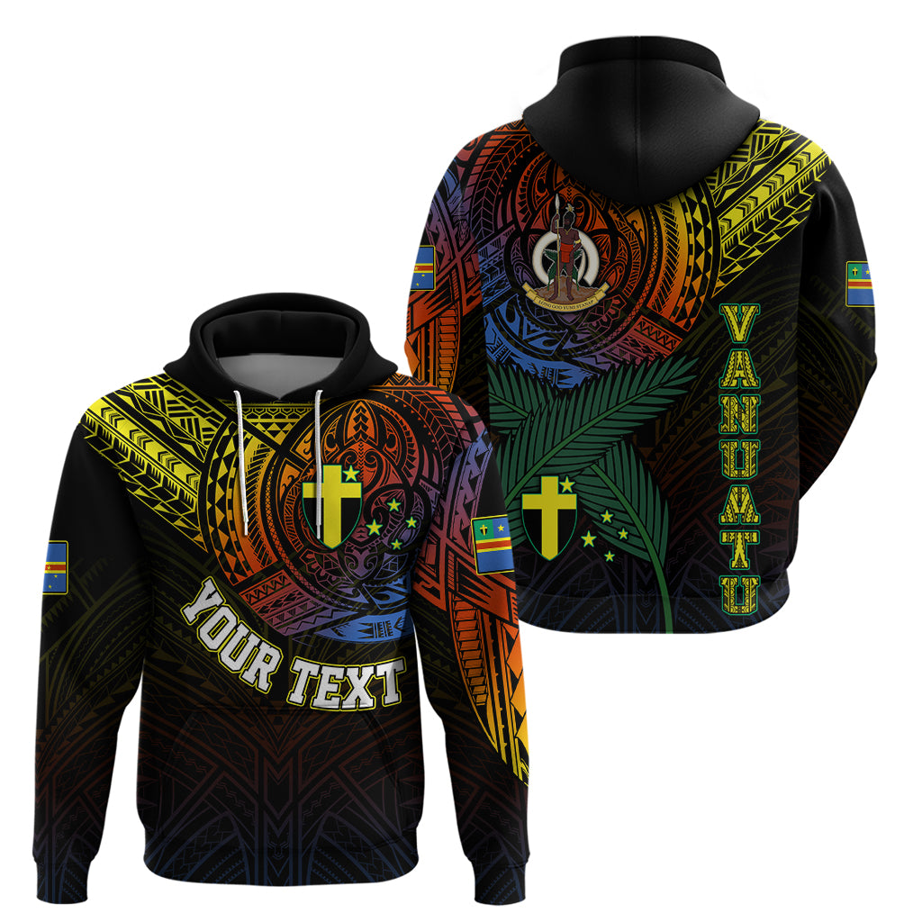 Custom Vanuatu Hoodie Turtle Chest Tattoo Flag Color - Tafea LT7