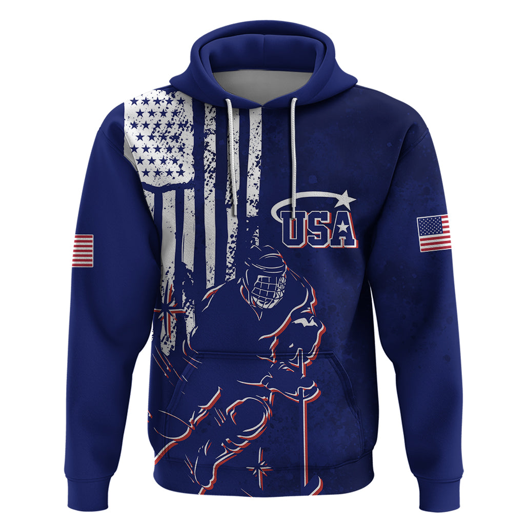 Custom USA Ice Hockey Hoodie Flag Grunge Style LT7
