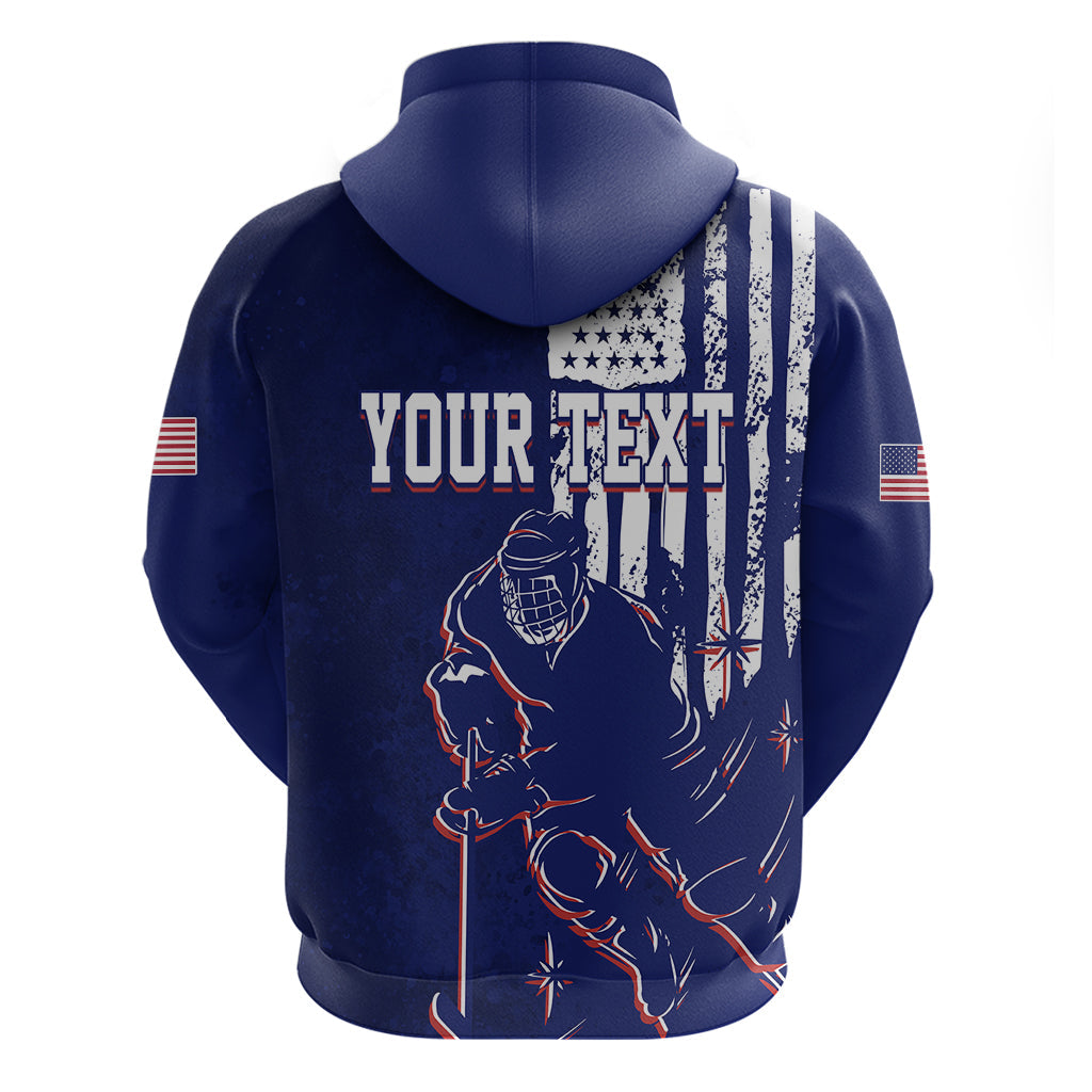 Custom USA Ice Hockey Hoodie Flag Grunge Style LT7