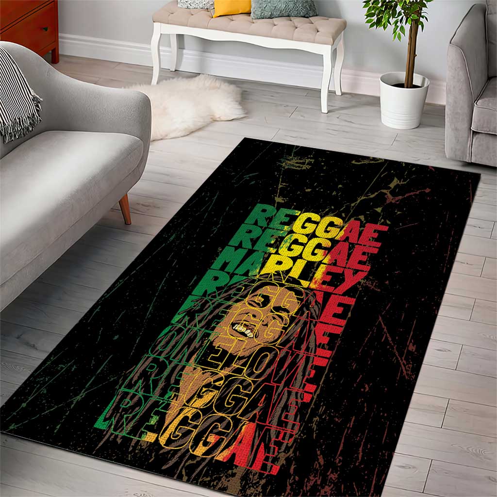 Reggae King Marley Area Rug Typeset Grunge Style LT7