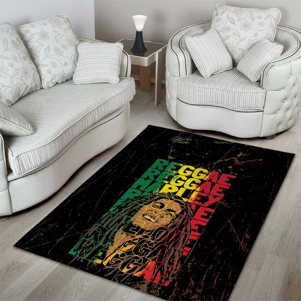 Reggae King Marley Area Rug Typeset Grunge Style LT7