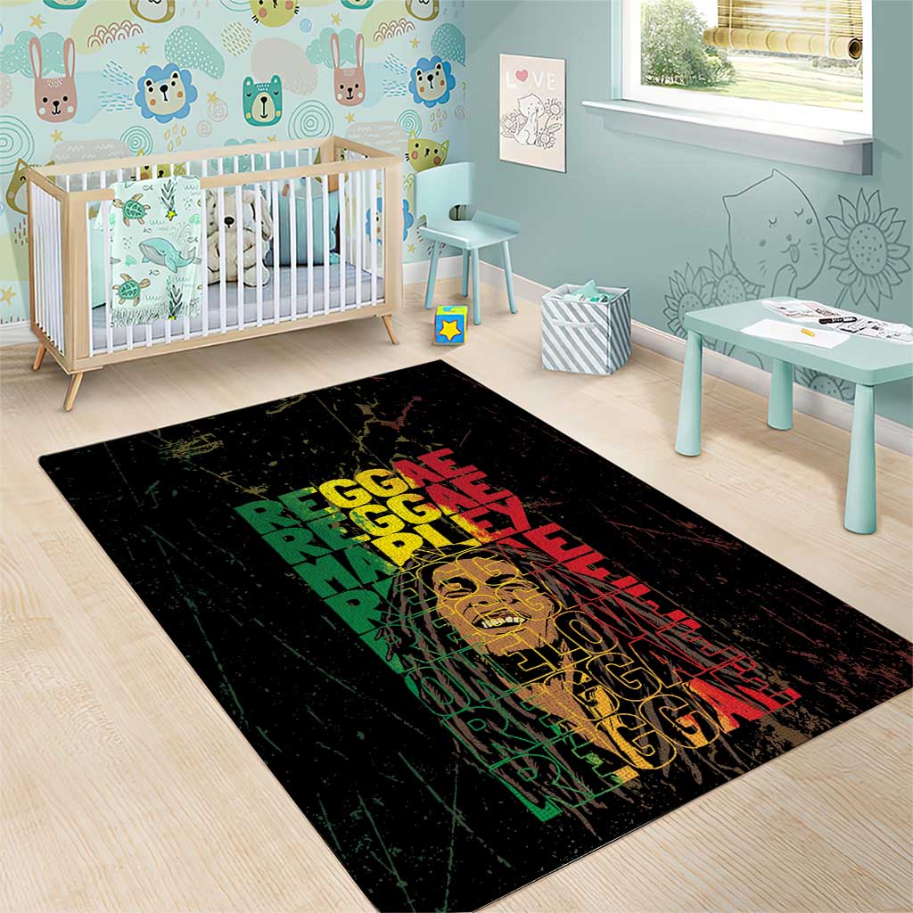 Reggae King Marley Area Rug Typeset Grunge Style LT7