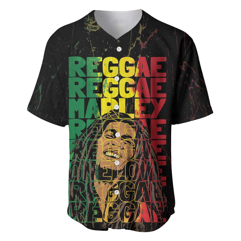 Reggae King Marley Baseball Jersey Typeset Grunge Style LT7