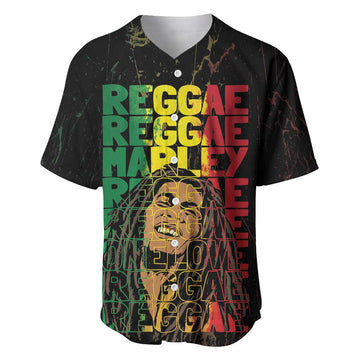 Reggae King Marley Baseball Jersey Typeset Grunge Style LT7