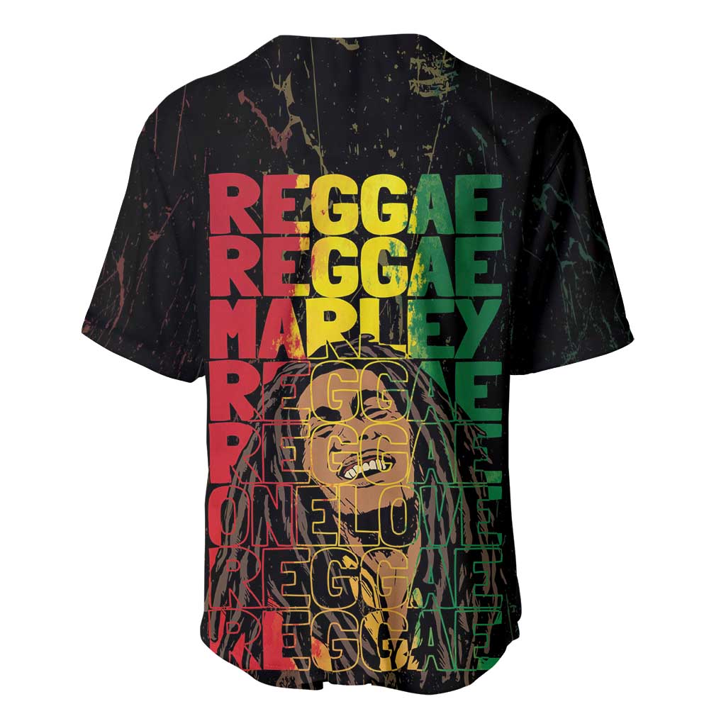 Reggae King Marley Baseball Jersey Typeset Grunge Style LT7