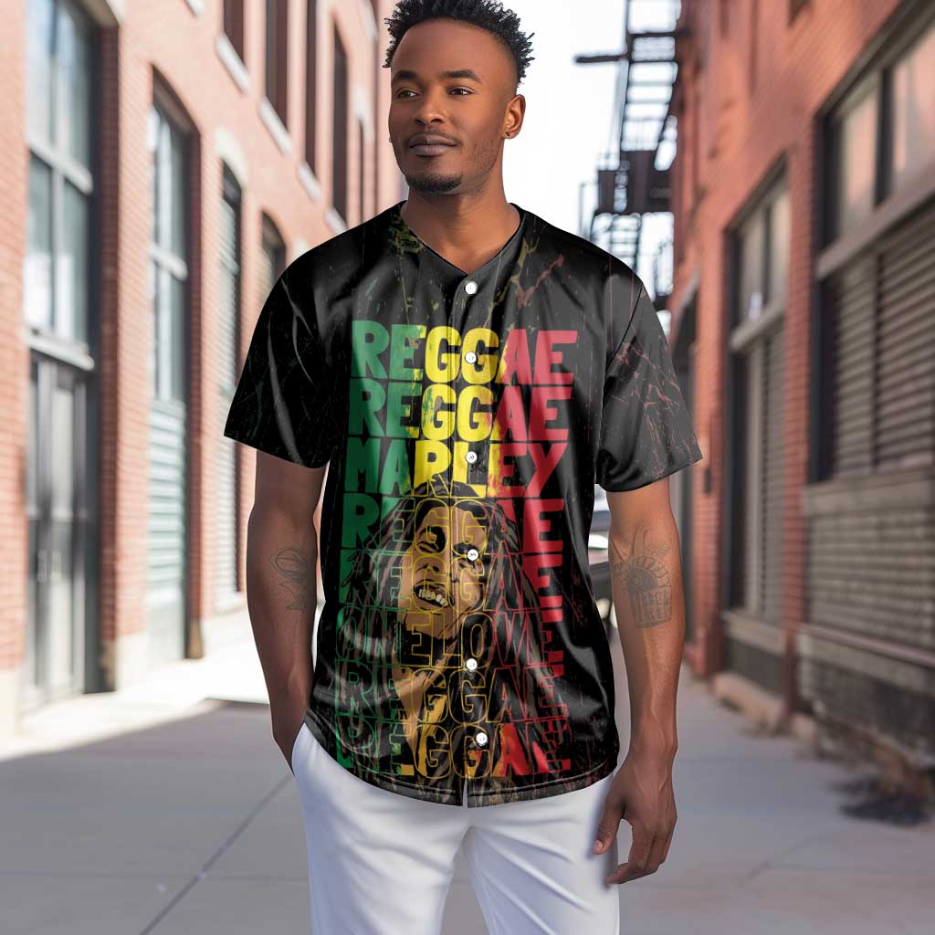 Reggae King Marley Baseball Jersey Typeset Grunge Style LT7