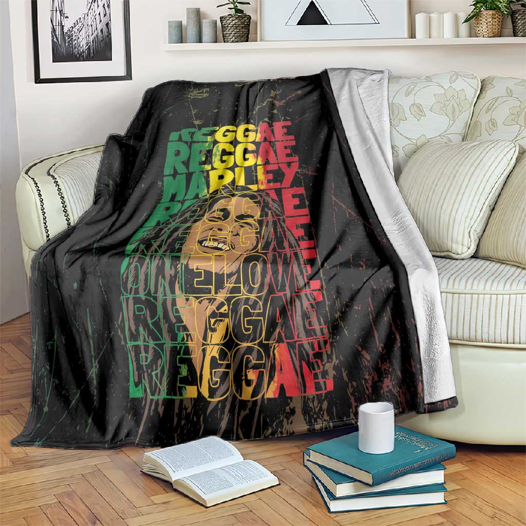 Reggae King Marley Blanket Typeset Grunge Style LT7