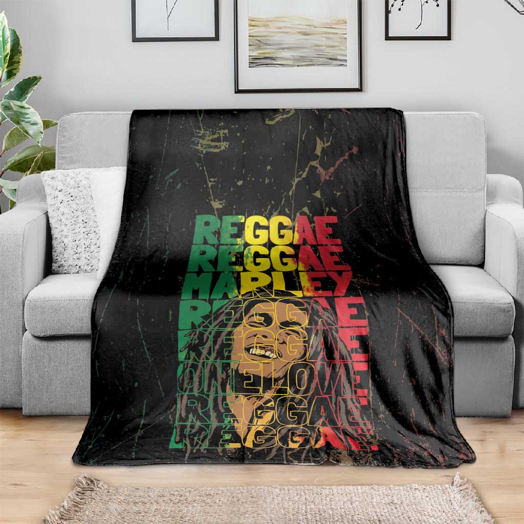 Reggae King Marley Blanket Typeset Grunge Style LT7