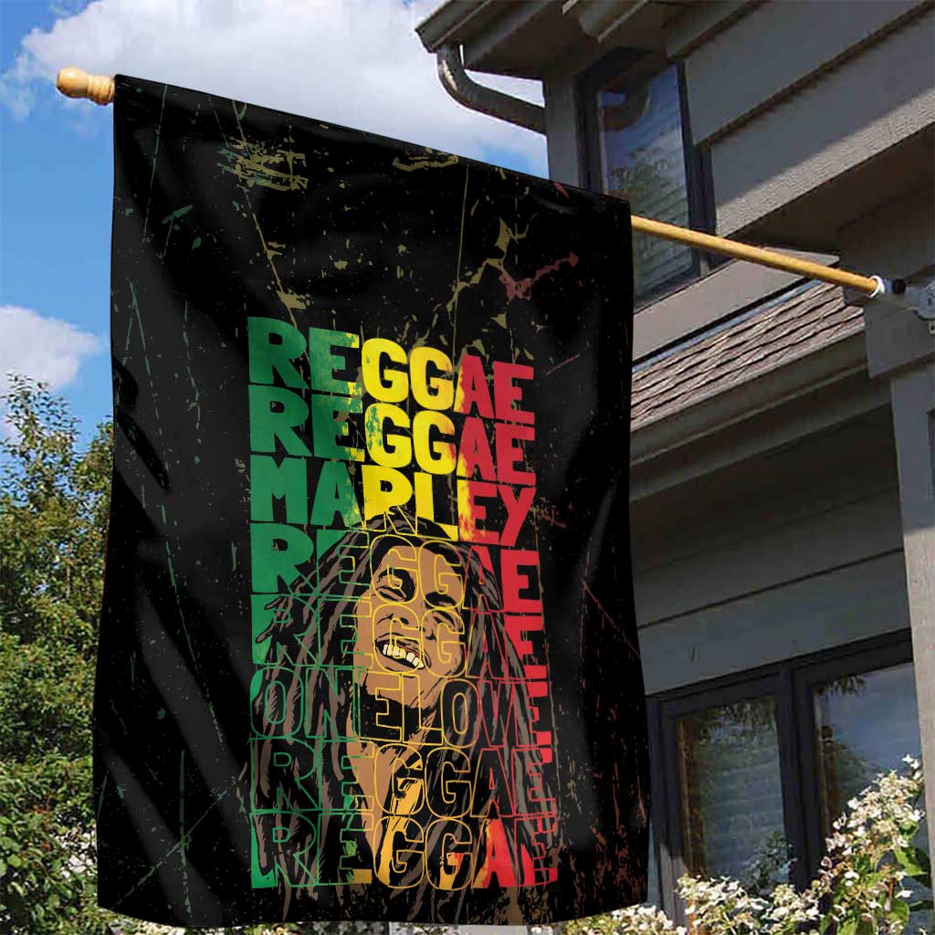 Reggae King Marley Garden Flag Typeset Grunge Style LT7