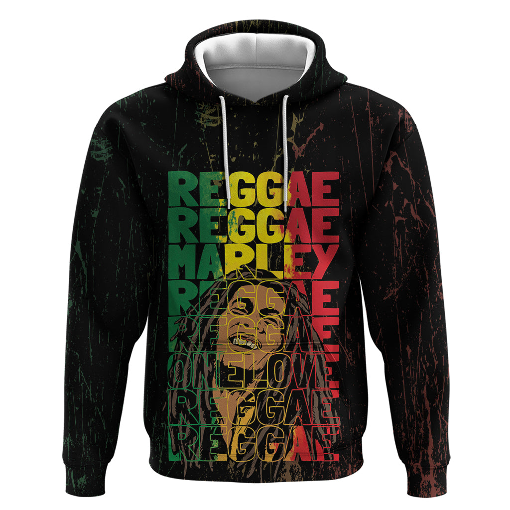 Reggae King Marley Hoodie Typeset Grunge Style LT7
