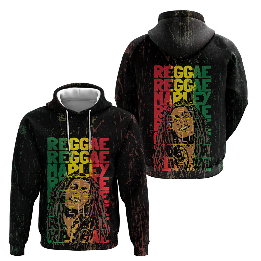 Reggae King Marley Hoodie Typeset Grunge Style LT7