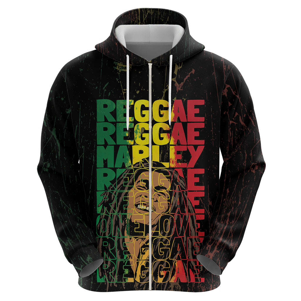 Reggae King Marley Hoodie Typeset Grunge Style LT7