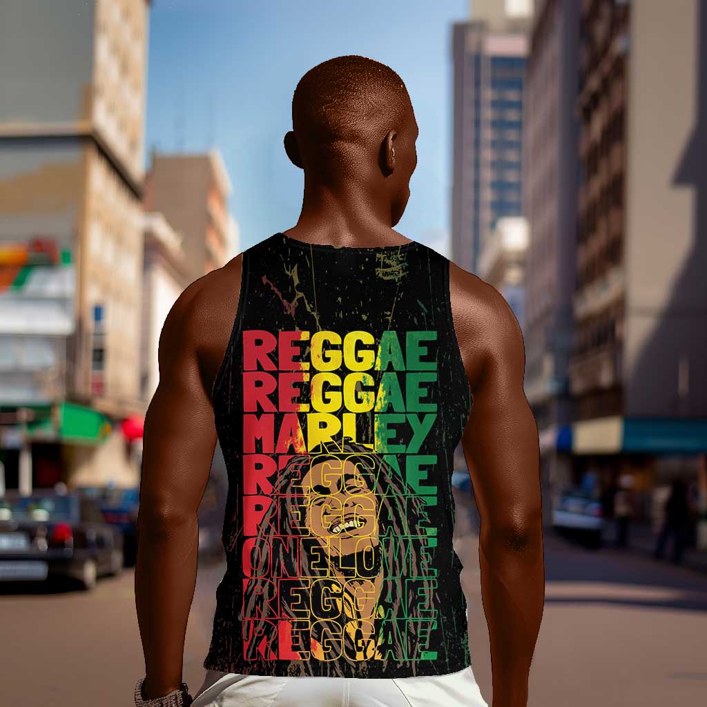 Reggae King Marley Men Tank Top Typeset Grunge Style LT7