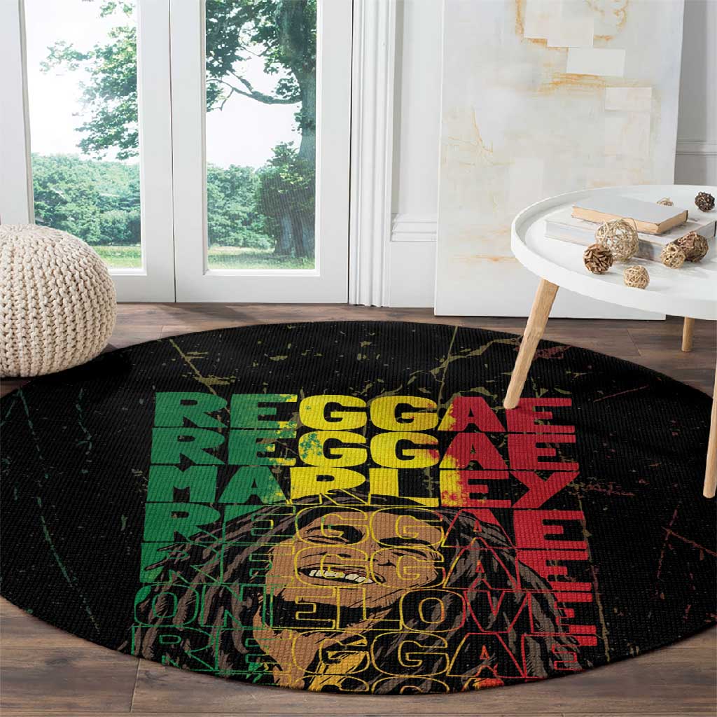 Reggae King Marley Round Carpet Typeset Grunge Style LT7
