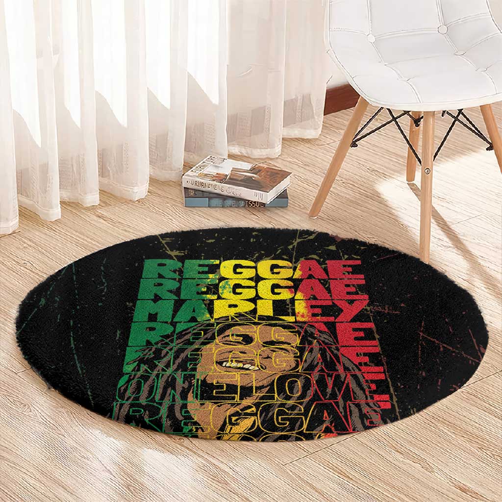 Reggae King Marley Round Carpet Typeset Grunge Style LT7