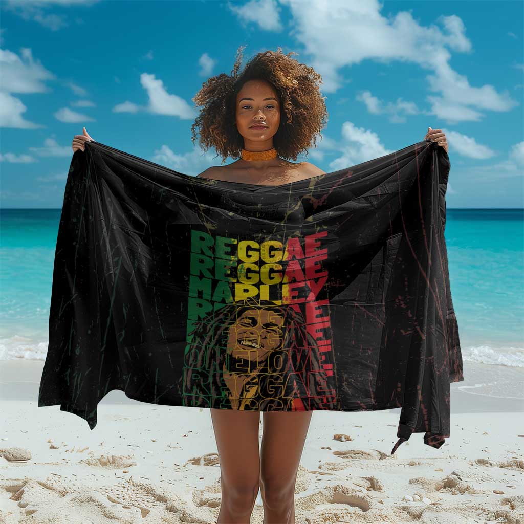 Reggae King Marley Sarong Typeset Grunge Style LT7