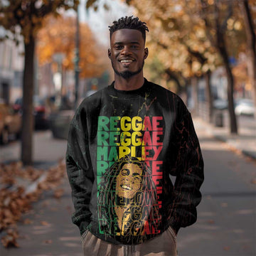 Reggae King Marley Sweatshirt Typeset Grunge Style LT7