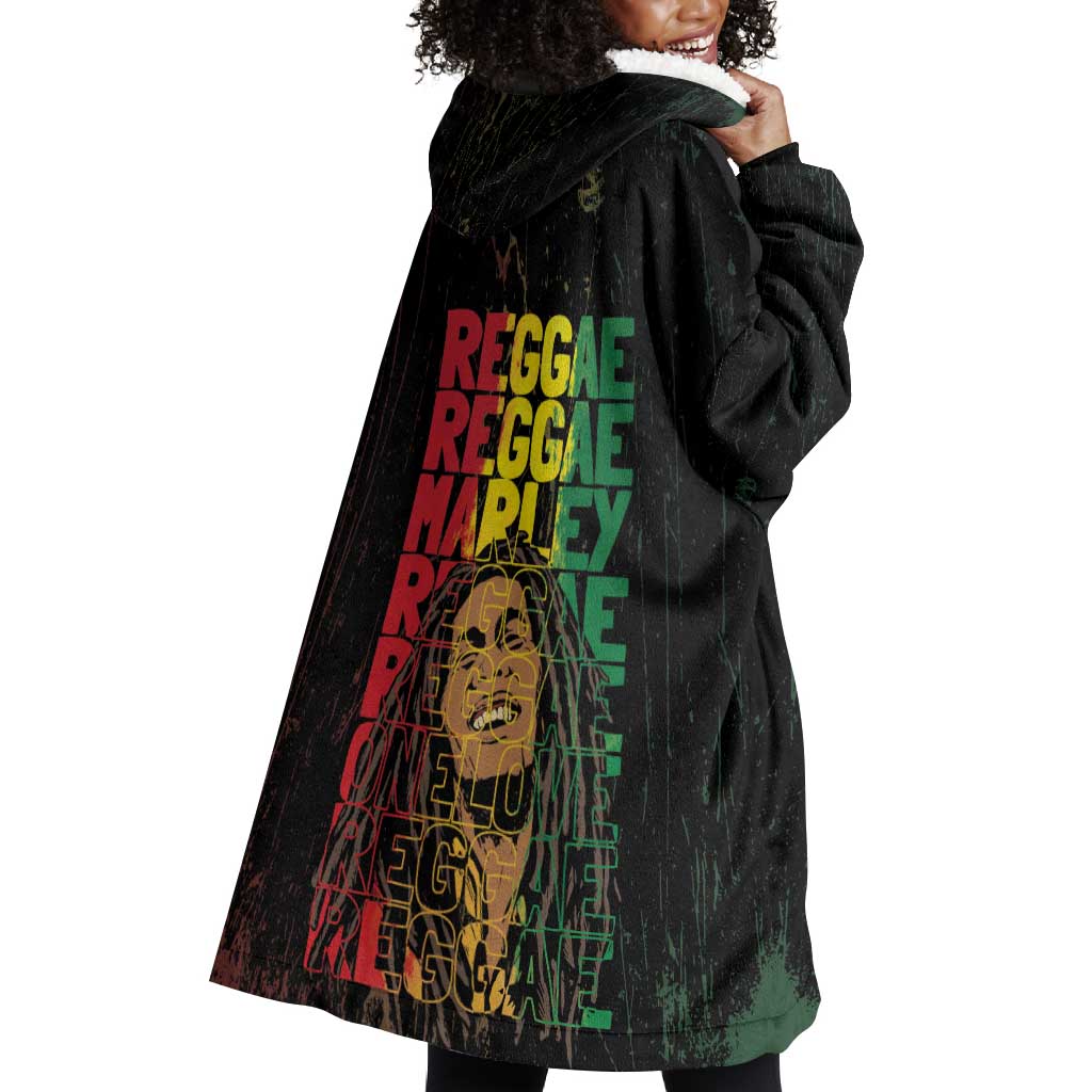 Reggae King Marley Wearable Blanket Hoodie Typeset Grunge Style LT7