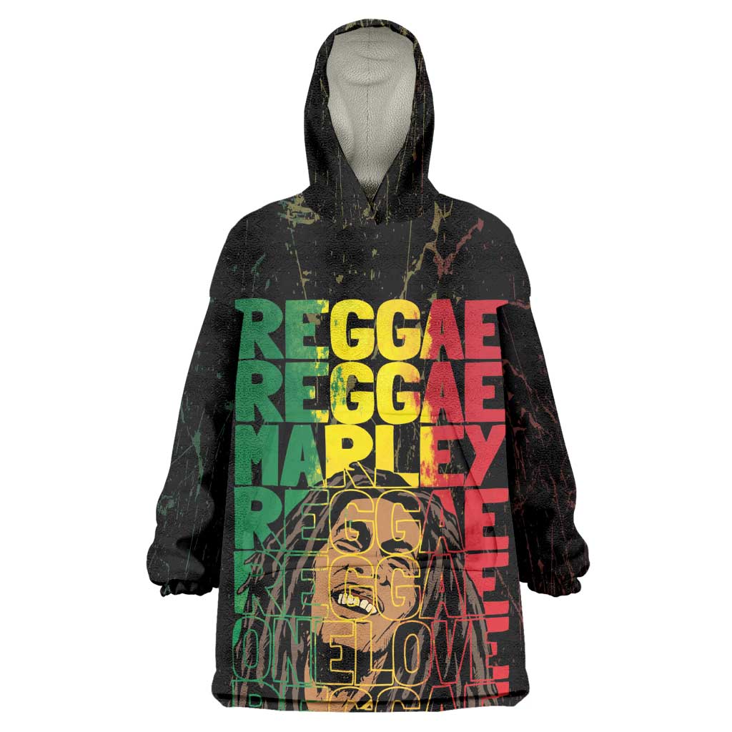 Reggae King Marley Wearable Blanket Hoodie Typeset Grunge Style LT7