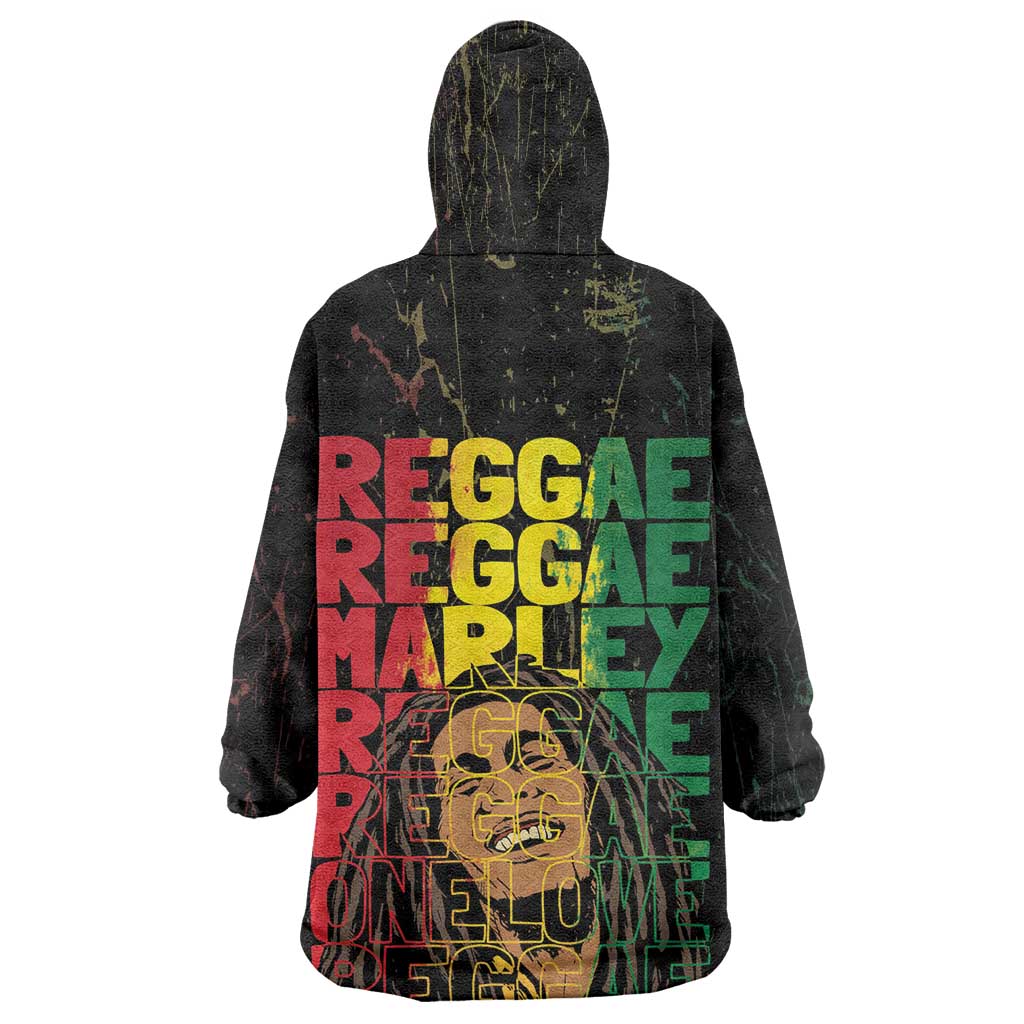 Reggae King Marley Wearable Blanket Hoodie Typeset Grunge Style LT7