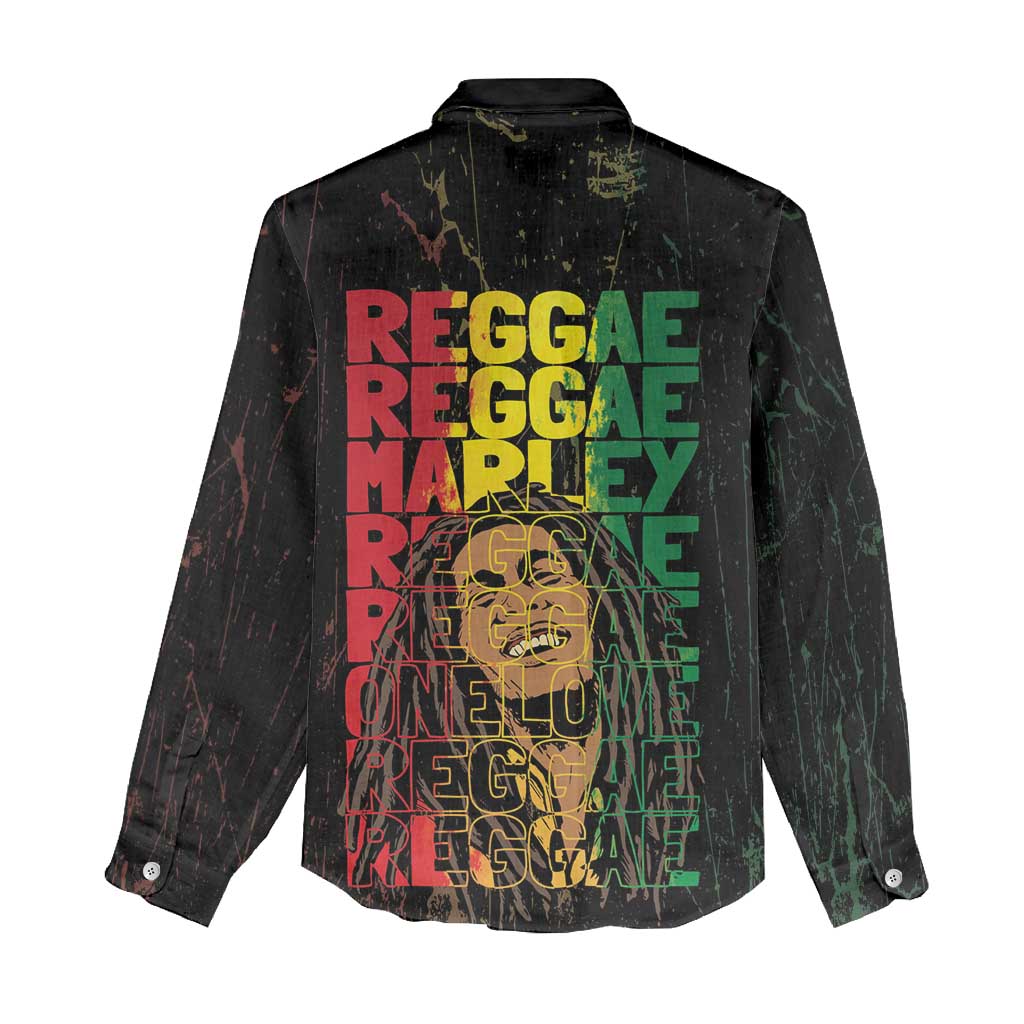 Reggae King Marley Women Casual Shirt Typeset Grunge Style LT7