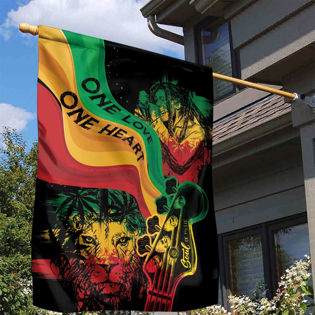 Reggae Day Garden Flag One Love One Heart LT7