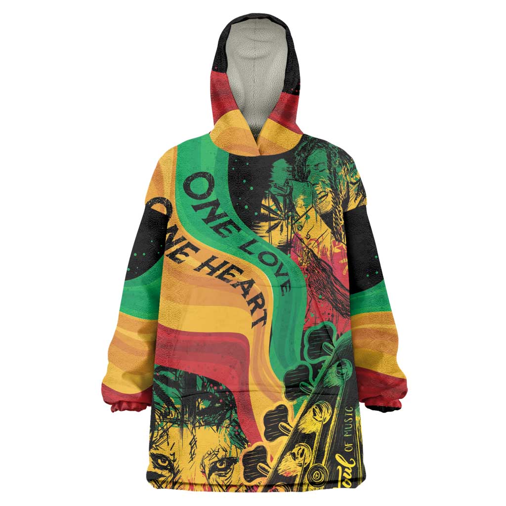 Reggae Day Wearable Blanket Hoodie One Love One Heart LT7