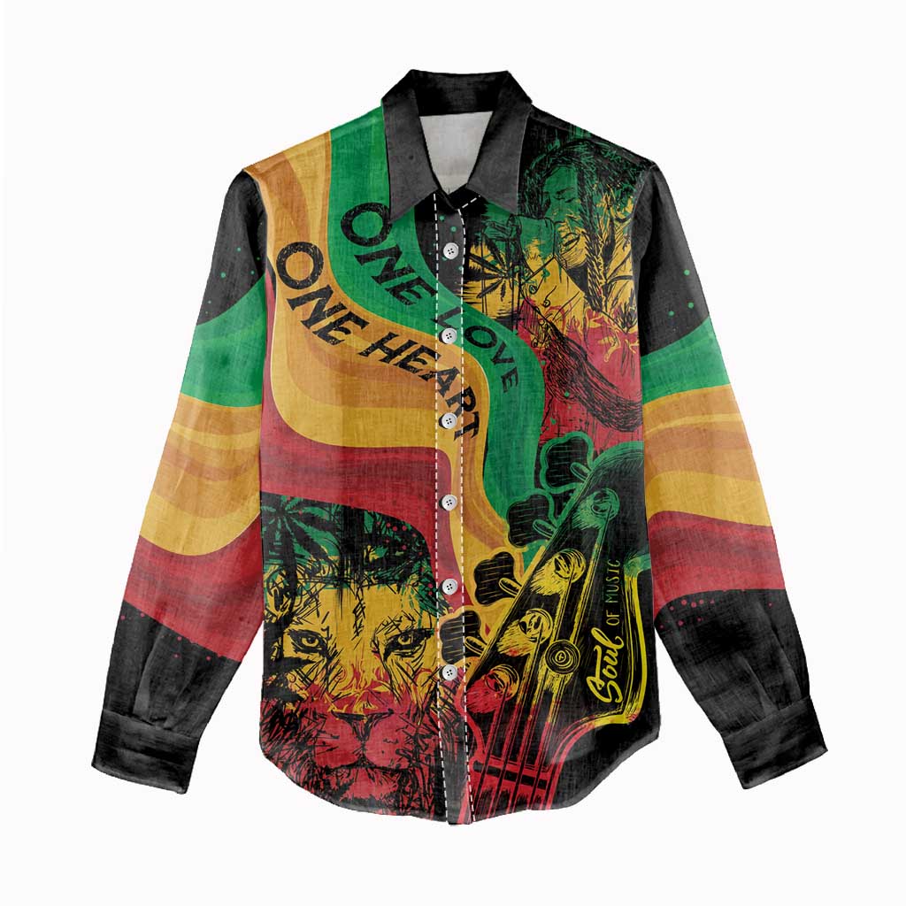 Reggae Day Women Casual Shirt One Love One Heart LT7