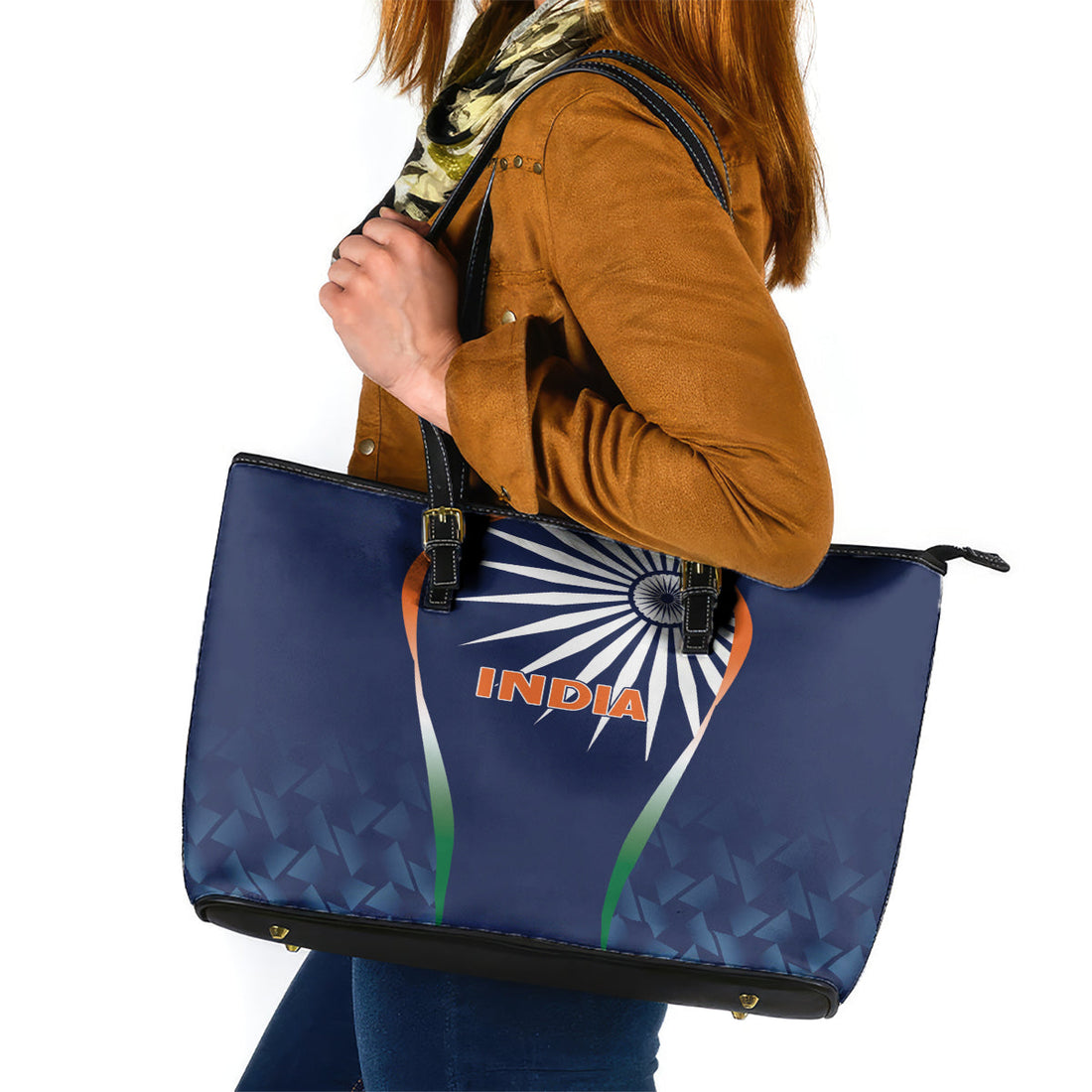 India Cricket World Cup 2024 Leather Tote Bag Men In Blue Dynamic LT7