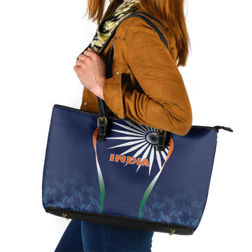 India Cricket World Cup 2024 Leather Tote Bag Men In Blue Dynamic LT7