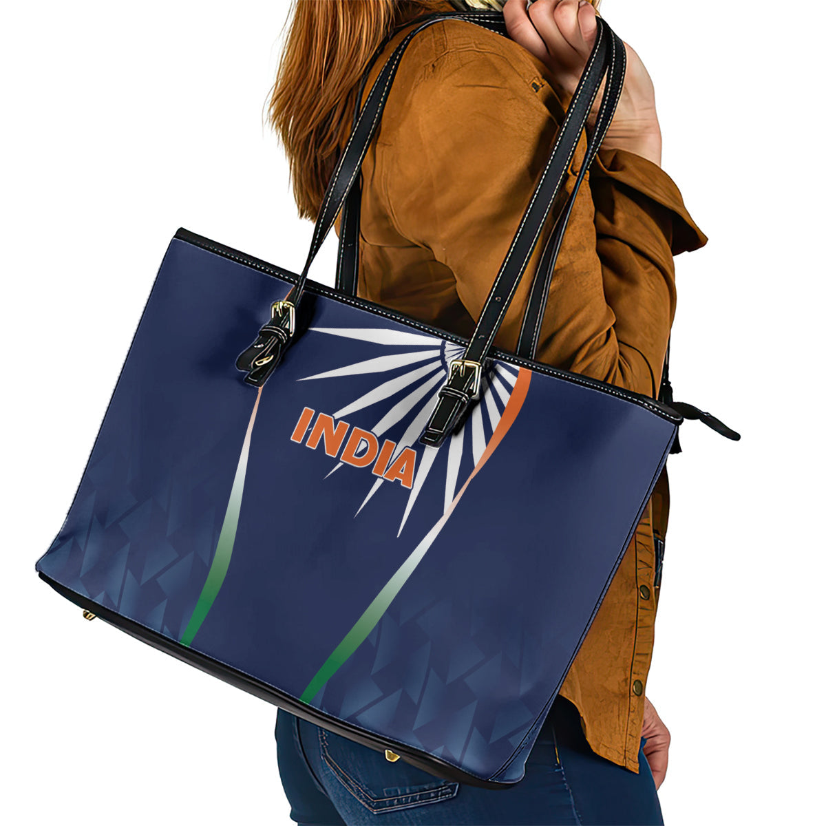 India Cricket World Cup 2024 Leather Tote Bag Men In Blue Dynamic LT7