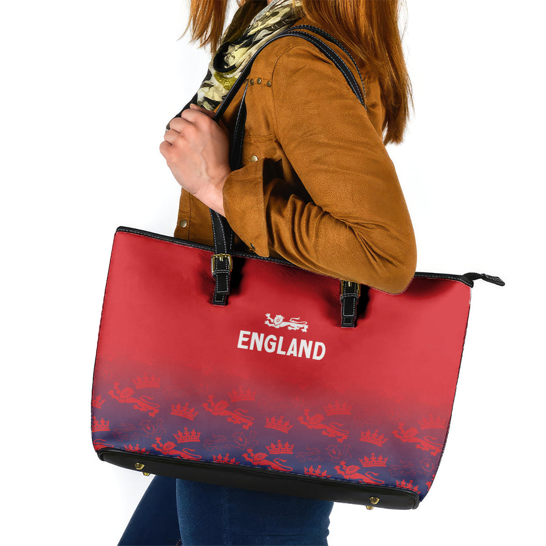 England Cricket World Cup 2024 Leather Tote Bag Seamless Inspiration LT7