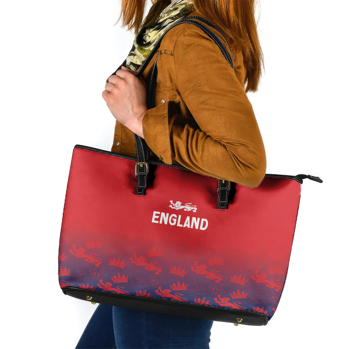 England Cricket World Cup 2024 Leather Tote Bag Seamless Inspiration LT7