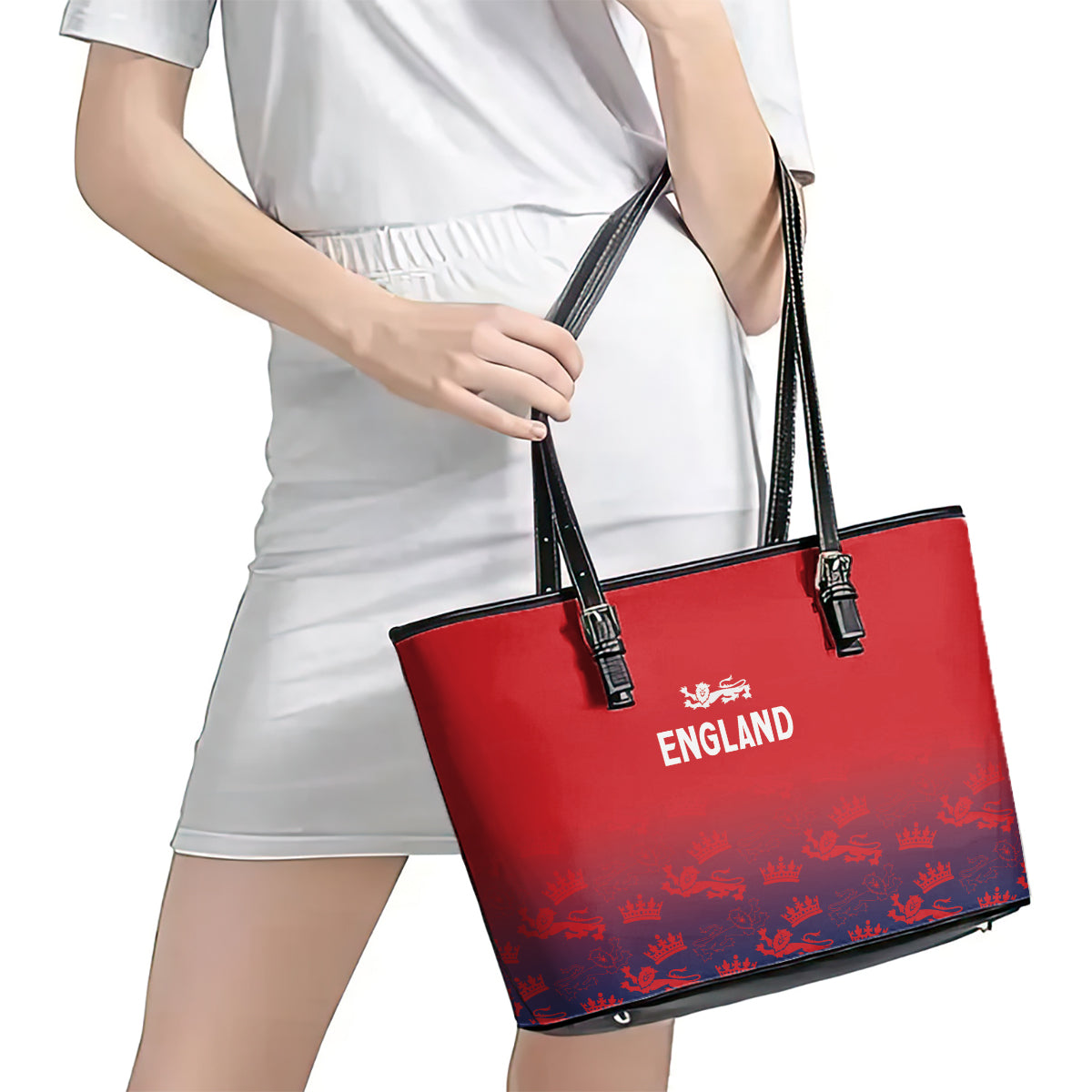England Cricket World Cup 2024 Leather Tote Bag Seamless Inspiration LT7