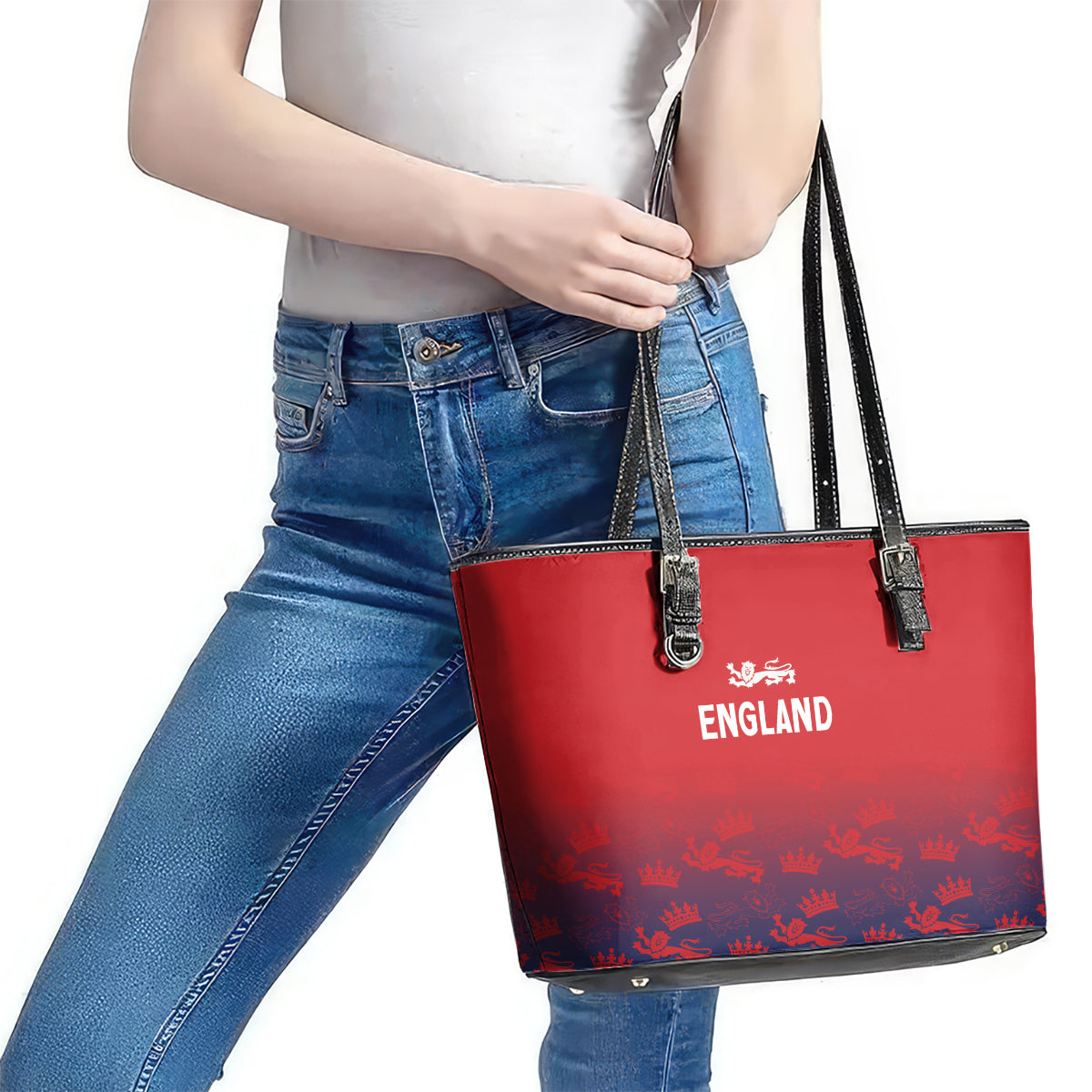 England Cricket World Cup 2024 Leather Tote Bag Seamless Inspiration LT7