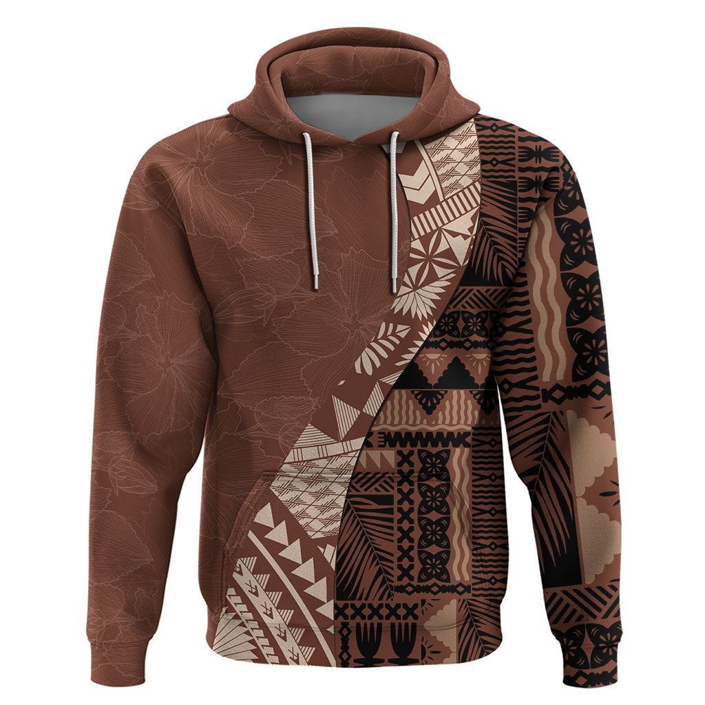 Bula Fiji Hoodie Tribal Masi Tapa - Brown LT7