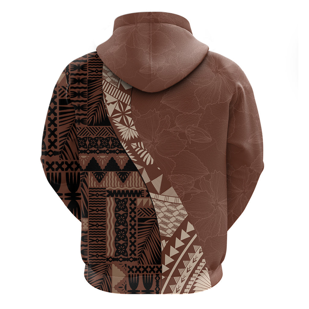 Bula Fiji Hoodie Tribal Masi Tapa - Brown LT7