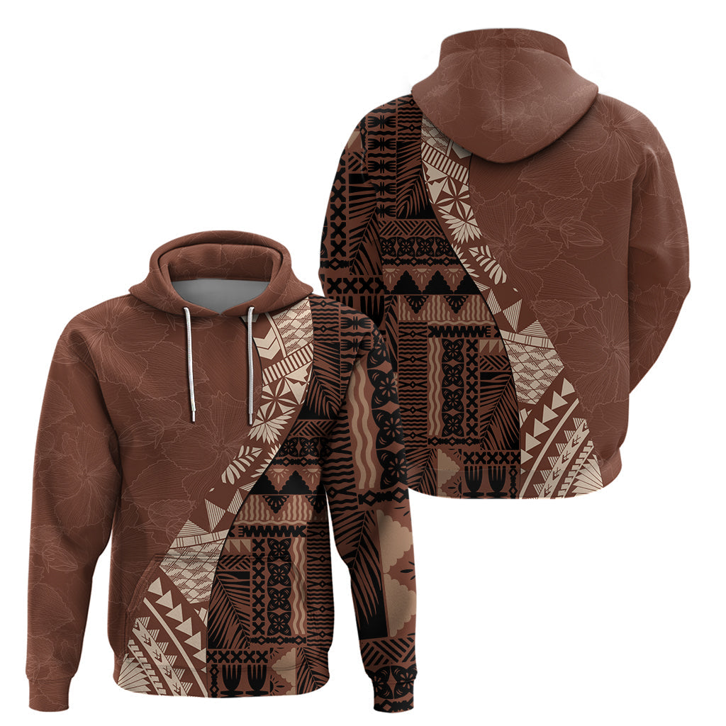 Bula Fiji Hoodie Tribal Masi Tapa - Brown LT7