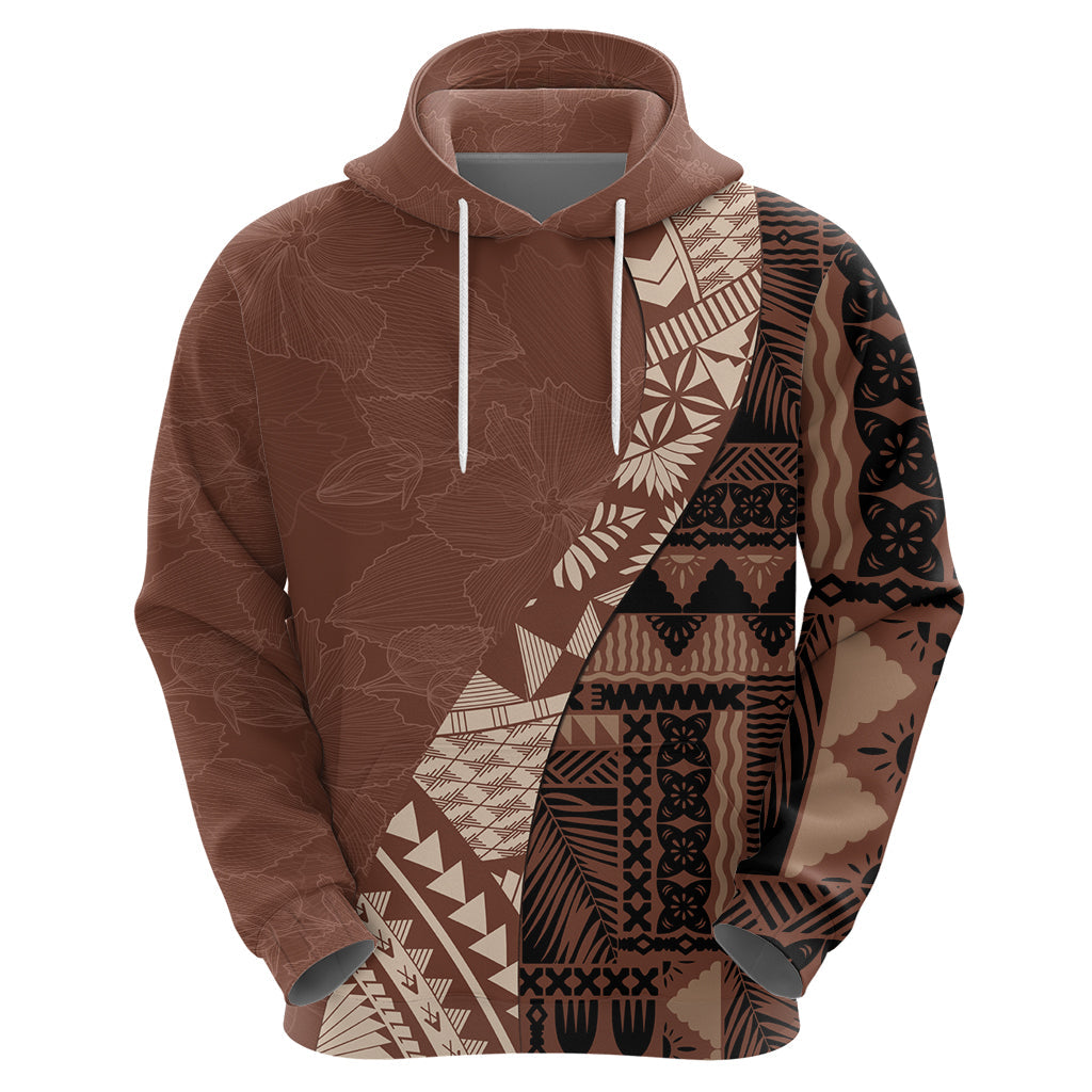 Bula Fiji Hoodie Tribal Masi Tapa - Brown LT7
